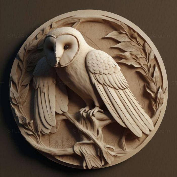 Nature and animals (barn owl 3, NATURE_6639) 3D models for cnc